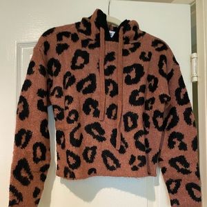 NWT PINK VS brown black leopard animal print sweatshirt sweater hoodie pullover